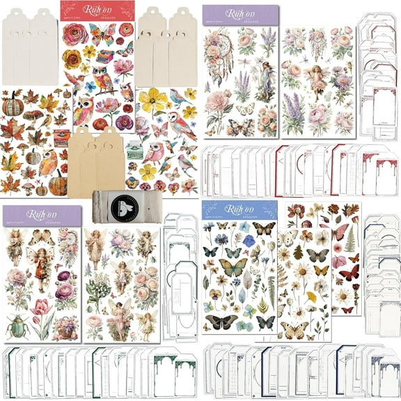 CATaireen Rub on Transfer Stickers Fit Paper Wood Fabric Fairy Elements Scrapbooking Supplies Art Collage Card Making Vintage Junk Journal Set for Adults