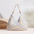 thumbnail image 2 of LNGOOR VCAY Beach Vacation Summer Crochet Colorblock Straw Geometric Pattern Shoulder Bag, 2 of 7