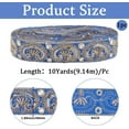 thumbnail image 2 of 10 Yards 2 Inch Blue Jacquard Ribbon Flower Boho Embroidered Woven Fabric Applique Ribbons Sequin Bead Floral Embroidery Trim Tape for Sewing Making Crafts Cloth Christmas Wedding Home Decor, 2 of 9