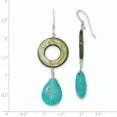 thumbnail image 2 of 925 Sterling Silver Dyed Blue Howlite Green Mother Of Pearl Drop Dangle Earrings Natural Stone Shell, 2 of 6