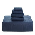 thumbnail image 4 of Clara Clark Home Quilt Set Bedspread - Ultra Soft Microfiber Embossed Grid Weave Pinsonic Lightweight - Quilted Comforter 5 Piece Bedding Set - 2 Pillow Shams, 2 Euro Shams - Twin, Navy Blue, 4 of 4
