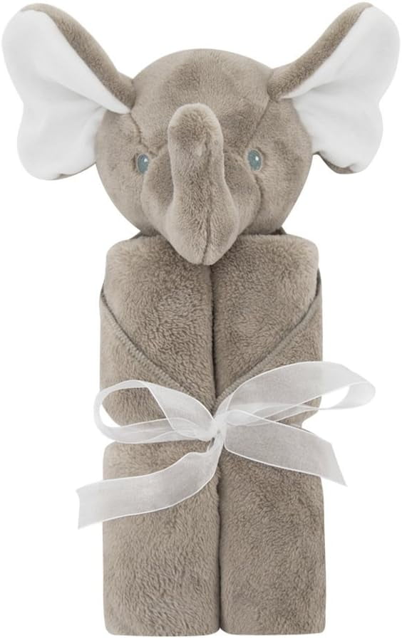 Battilo Taupe Elephant Baby Security Blanket, Fleece Soother Blanket