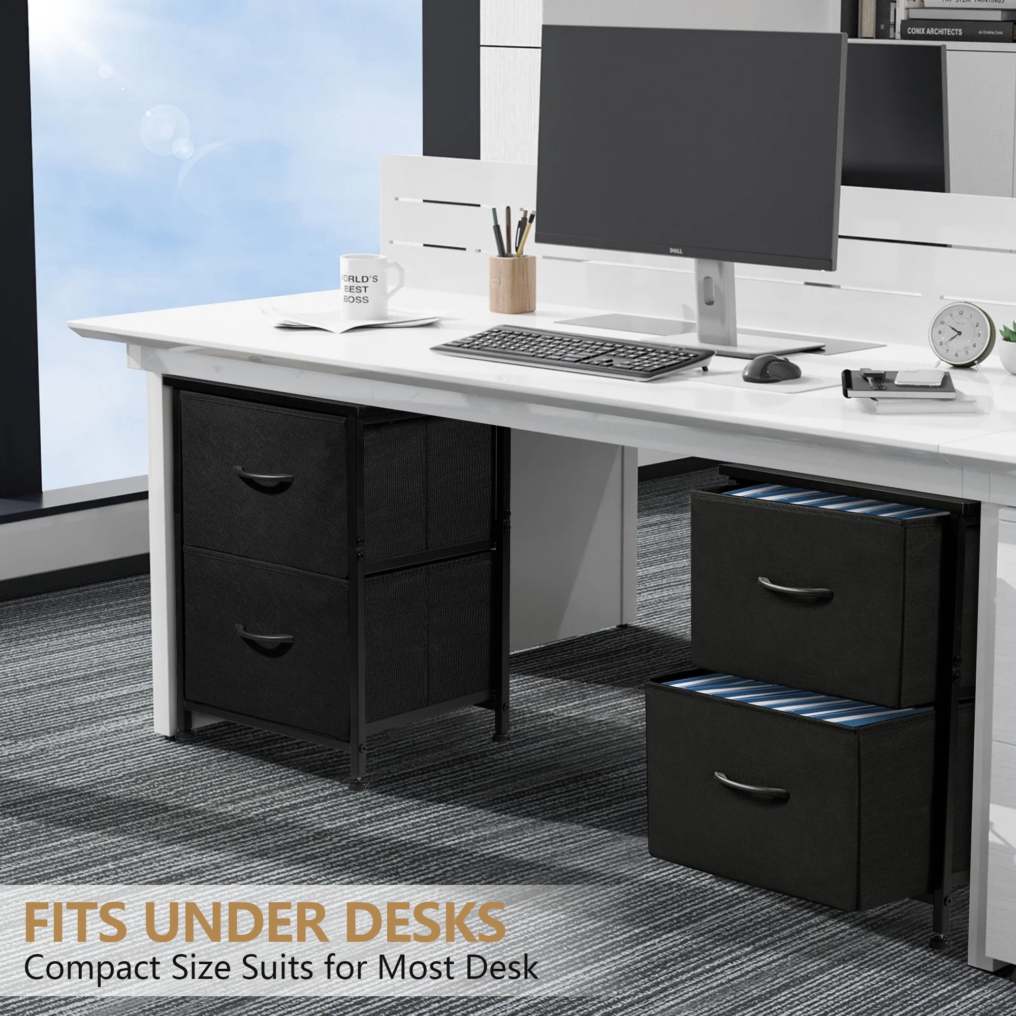 Coliware File Cabinet, Modern Wood Filing Organizer Table with Drawer, Desk Table Cabinet Fits A4 Letter Size, Home Office Furniture for Under Desk Storage, Black Printer Stand Table