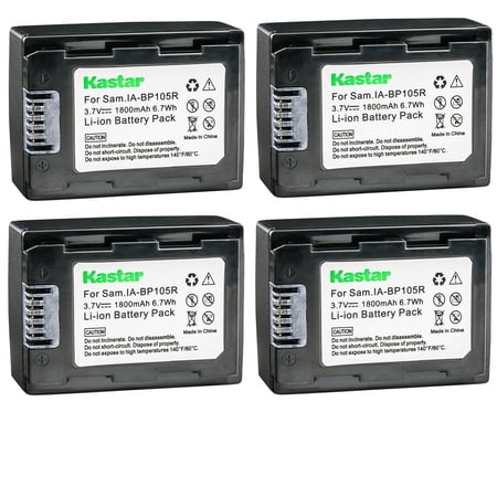 Kastar IA-BP105R Battery 4-Pack Replacement for Samsung HMX-H303UN HMX-H304 HMX-H304BN HMX-H304SN HMX-H304RN HMX-H304UN HMX-H305 HMX-H305BN HMX-H305SN HMX-H305RN HMX-H305UN Camera