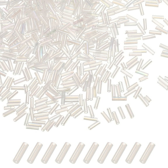Uxcell 1800-Pack Cuentas Bugle, Cuentas de Vidrio de Tubo Bugle de 2x6mm para Manualidades DIY/Pulsera/Collares Color Transparente