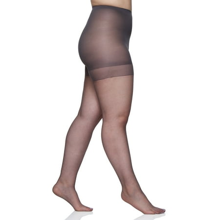 

Berkshire Plus-Size Queen Ultra Sheer Control Top Pantyhose Sandalfoot Stockings Off Black 4411