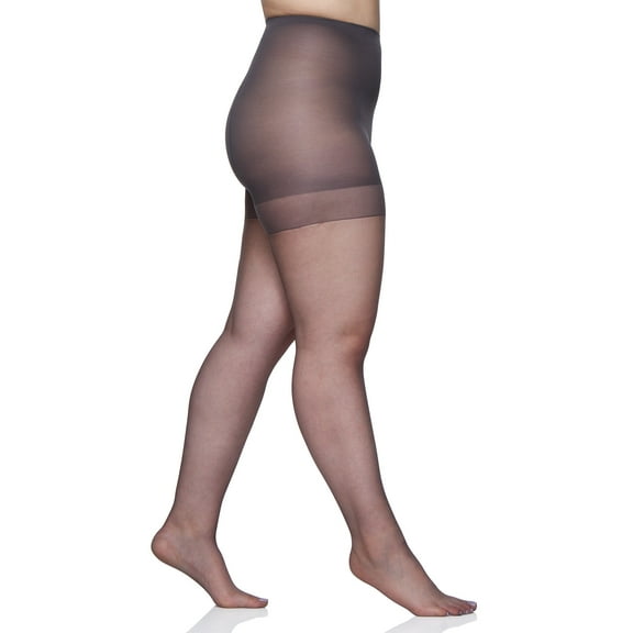 Berkshire Plus-Size Queen Ultra Sheer Control Top Pantyhose, Sandalfoot Stockings, Off Black, 4411