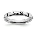 thumbnail image 1 of 925 Sterling Silver Stackable Expressions Black Enamel Faith Ring Size: 9; for Adults and Teens; for Women and Men, 1 of 5