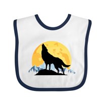 Inktastic Wolf Wilderness Mountains Moon Boys or Girls Baby Bib