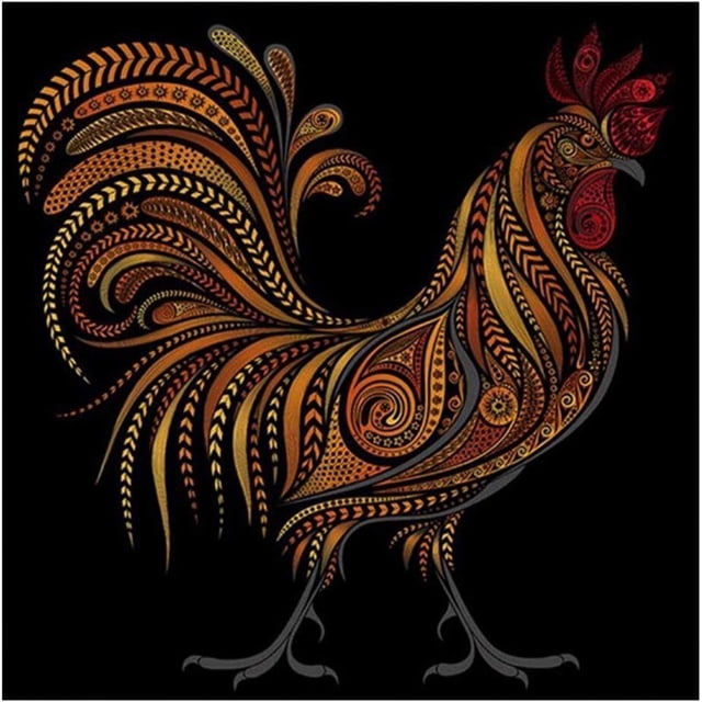 Lienzo con pintura por números para decorar la pared del hogar, lienzo de pintura resistente al agua con un patrón de gallo vívido