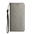 thumbnail image 2 of SaniMore for Samsung Galaxy A34 5G Wallet Case, Wrist Strap Magnetic Clasp, Card Slots Carbon Fibre Skin Shockproof TPU Anti-drop Anti-scractch Stand Business Full Body Protective Shell, Gray, 2 of 8