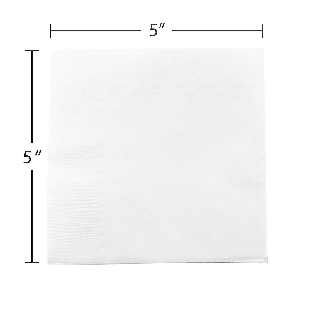 JAM Paper Bulk Small Beverage Napkins, 5x5, White, 480/Box