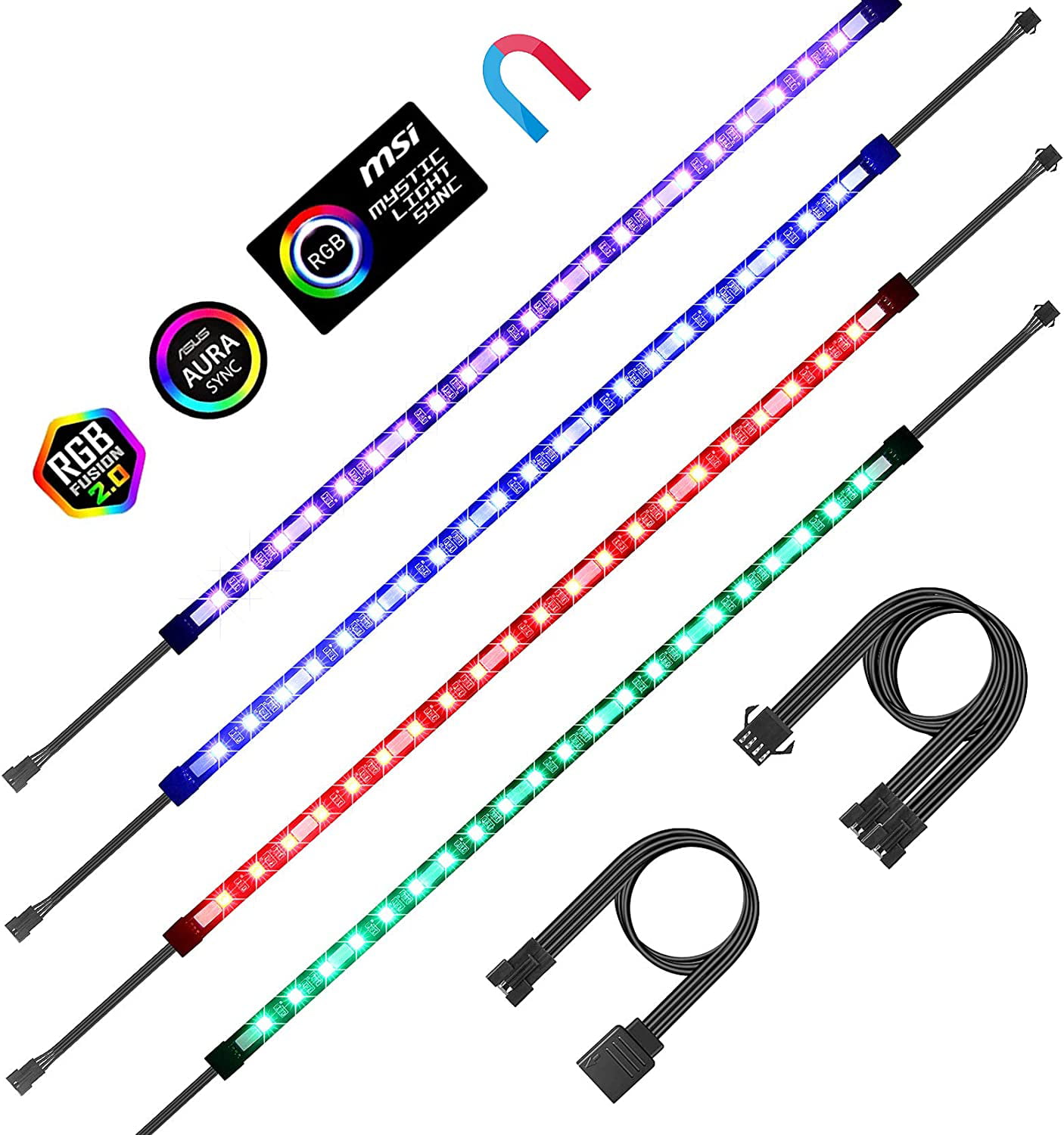 Uden for Disciplinære At hoppe RGB LED Strip Lights PC Magnetic LED Light Strip 4pcs 16in for PC Case M/B  with 12V 4-pin RGB Headers Compatible with ASUS Aura Gigabyte Fusion MSI  Mystic Motherboard 4PCS 84 LEDs -