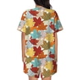 thumbnail image 3 of Bingfone Fall Maple Leaves Print Pajamas Sets for Women Soft Short-Sleeved Pjs with Lounge Shorts Two Piece Sleepwear, 3 of 8