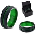 thumbnail image 4 of P. Manoukian Tungsten Wedding Band Ring 10mm for Men Women Green Black Beveled Edge Brushed Polished Lifetime Guarantee Size 8, 4 of 4
