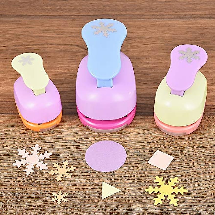3pcs 3 Sizes Snowflake Shape Plastic Paper Punch Hole Puncher for Scrapbook Engraving Greeting Card Making DIY
