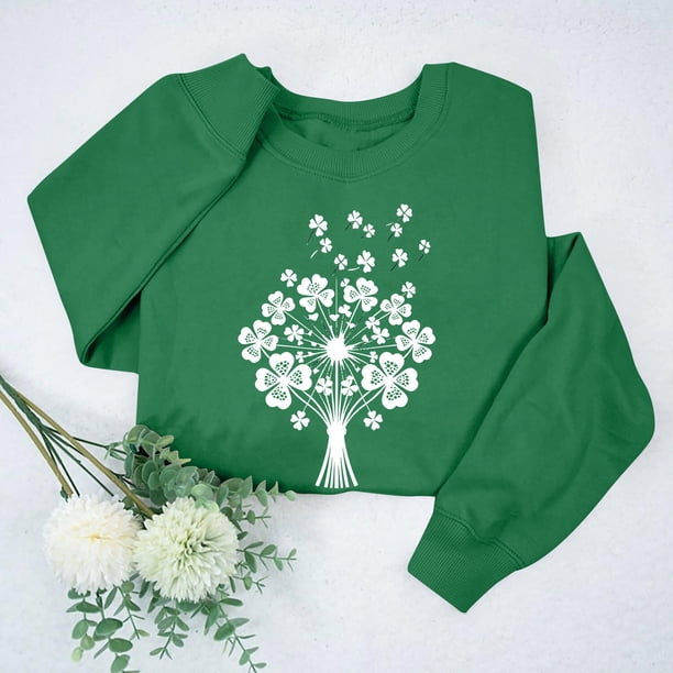 TaTaai Round Neck Long Sleeve St. Patrick‘s Day Tees for Women 2026 Casual Loose Fit Printed Sweatshirt Soft Polyester Pullover Fall Daily Top Gift