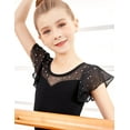 thumbnail image 5 of Oudiya Girls Ruffle Sleeve Ballet Leotards Toddler Mesh Dance Leotard Sparkly Gymnastics Outfits, 5 of 8