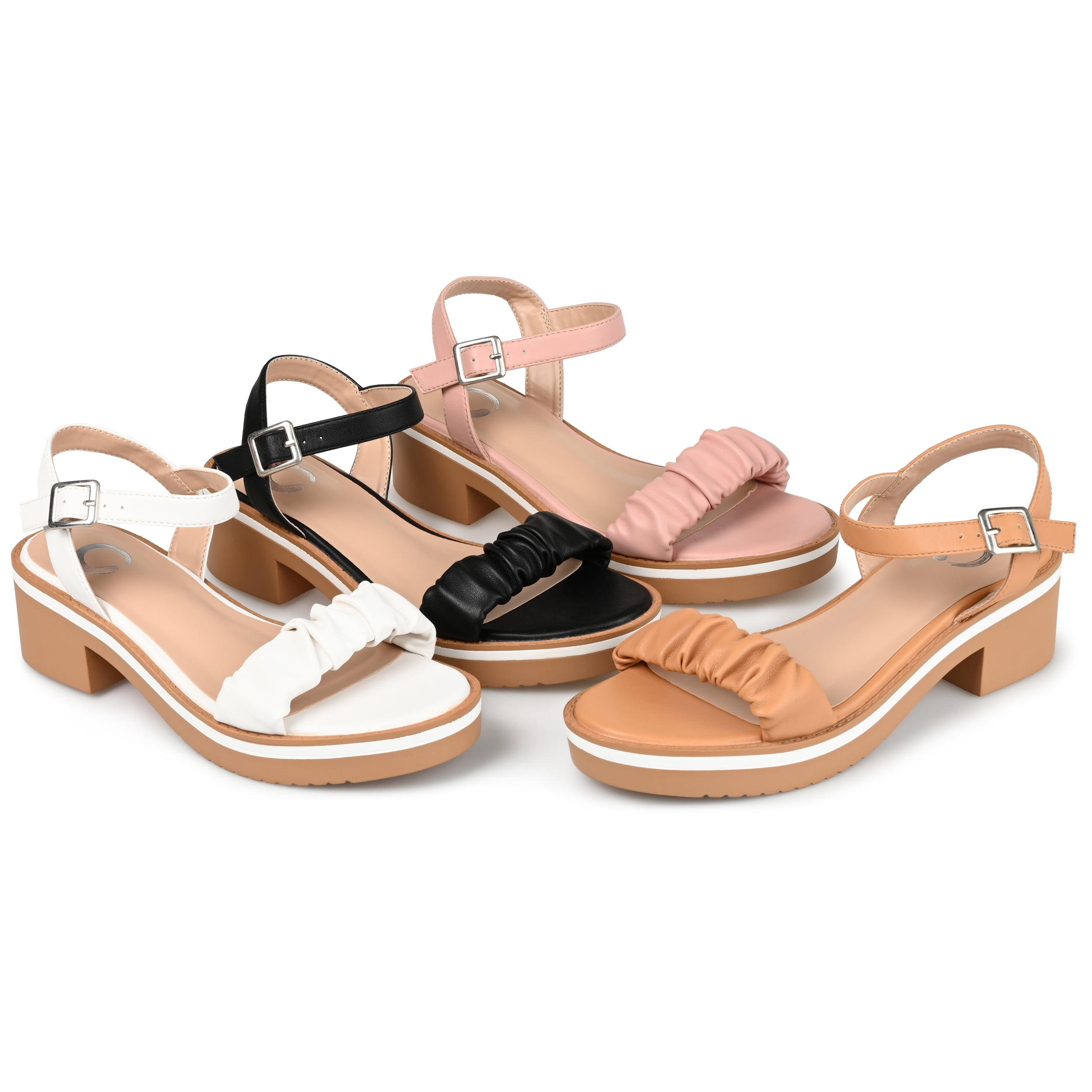 Journee Collection Womens Dexxla Buckle Ankle Strap Low Platform Sandals