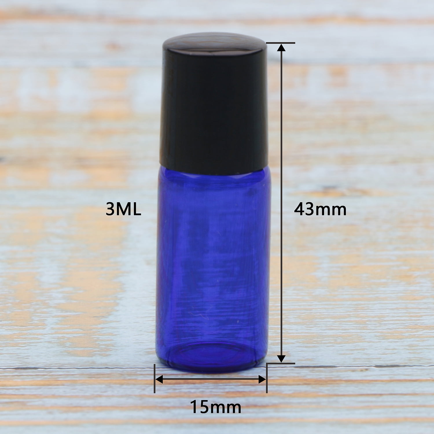 Colorful Glass Roll on Bottles with Stainless Steel Roller Balls and Black Screwcap 35PCS 3ml Blue