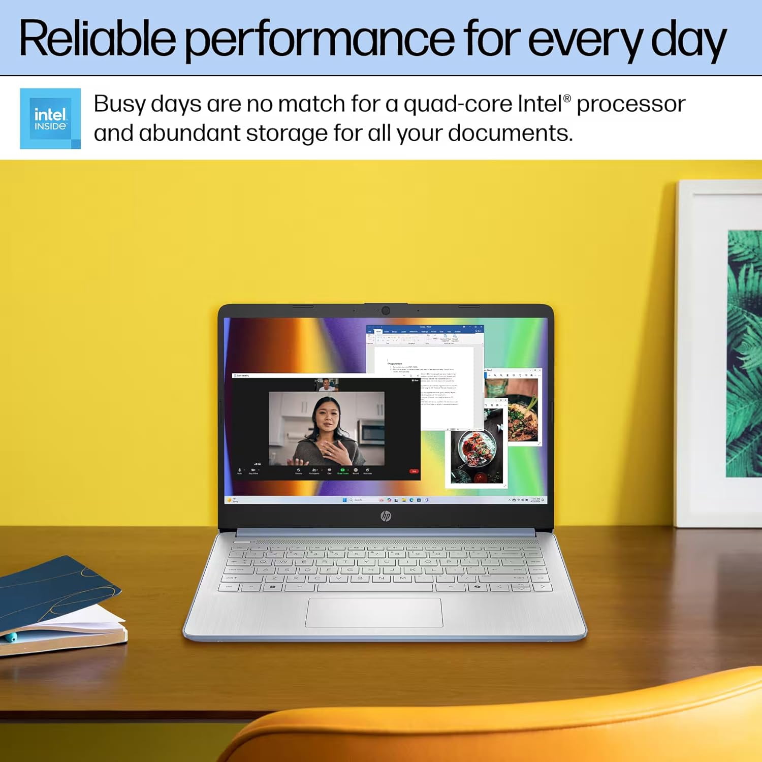 HP Ultrabook 14 Laptop Business Study & Home, Intel CPU, 4GB RAM & 128GB Storage, Windows 11 Home, Blue