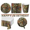 Hunting Camo Birthday Party Set 37 Pieces,7" Plate,Luncheon Napkin,Plastic Table Cover,9 Oz. Cup,Metallic Balloon,Banner