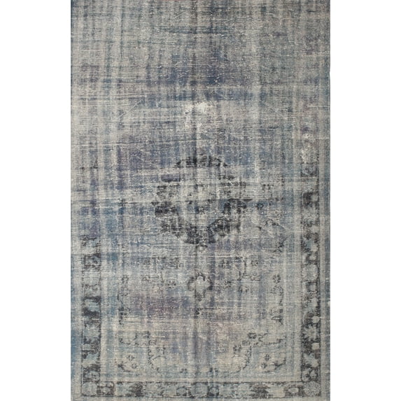 Ahgly Company Machine Washable Indoor Rectangle Traditional Gray Cloud Gray Area Rugs, 4' x 6'