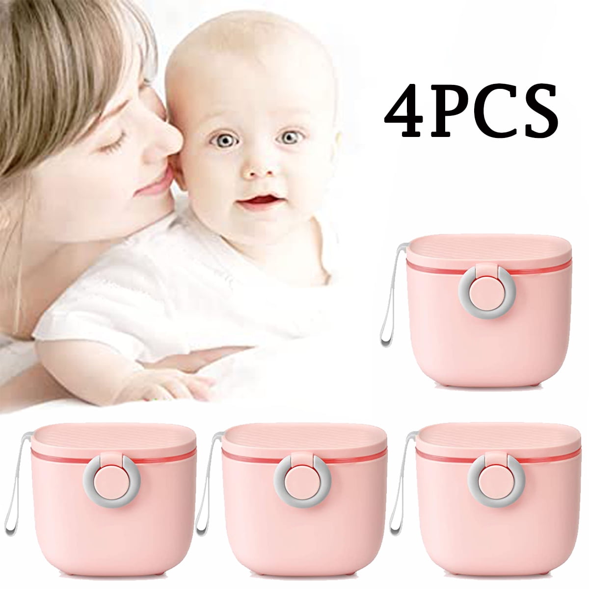 4Packs Portable Formula Milk Powder Dispenser with Carrying Handle and