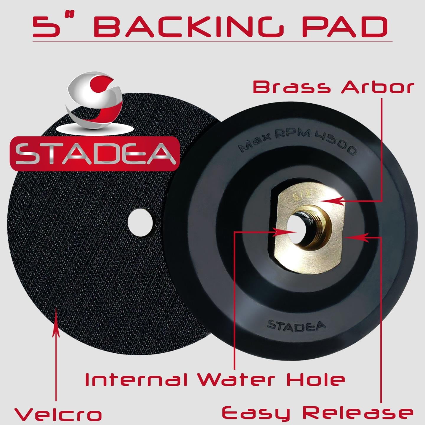 Stadea 5 inch Rubber Backing Pad Flexible Backer Pad with Backing 5/8" 11 Thread 