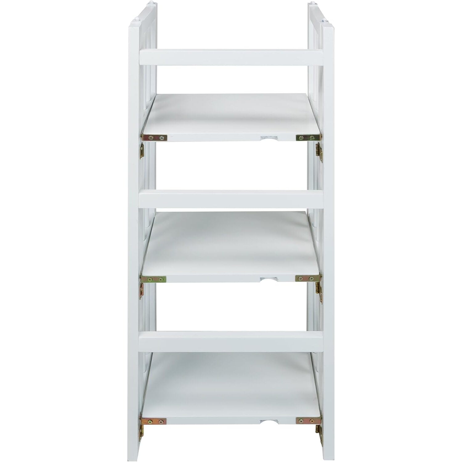 HomeStock 3-Shelf Stackable Folding Office Wood Furniture Bookcase, Contemporary Home and Office Furniture, Sturdy Wooden Shelving Storage-Color:White,Size:14 inch