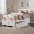 thumbnail image 1 of Lit Plateforme en Bois Richmond Simple TG avec Pied de Lit et Tiroirs de Rangement, Blanc, 1 of 8