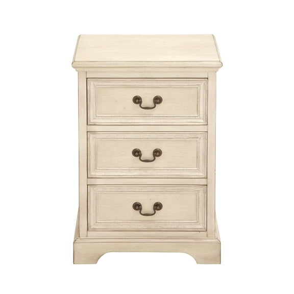 DecMode 17" x 25" Cream Wood 3 Drawer Cabinet, 1-Piece