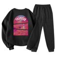 thumbnail image 3 of Trapstar Chandails Molletonnés à Col Rond pour Femmes Ensembles Manches Longues Graphiques Chandails Molletonnés pour Femmes Amples Trapstar Style de Rue Hip-hop Chandails Molletonnés à Enfiler+pantalon de Survêtement Ensemble pour Femmes de 2 Vêtements Classiques pour Femmes (Noir, 3TG), 3 of 3