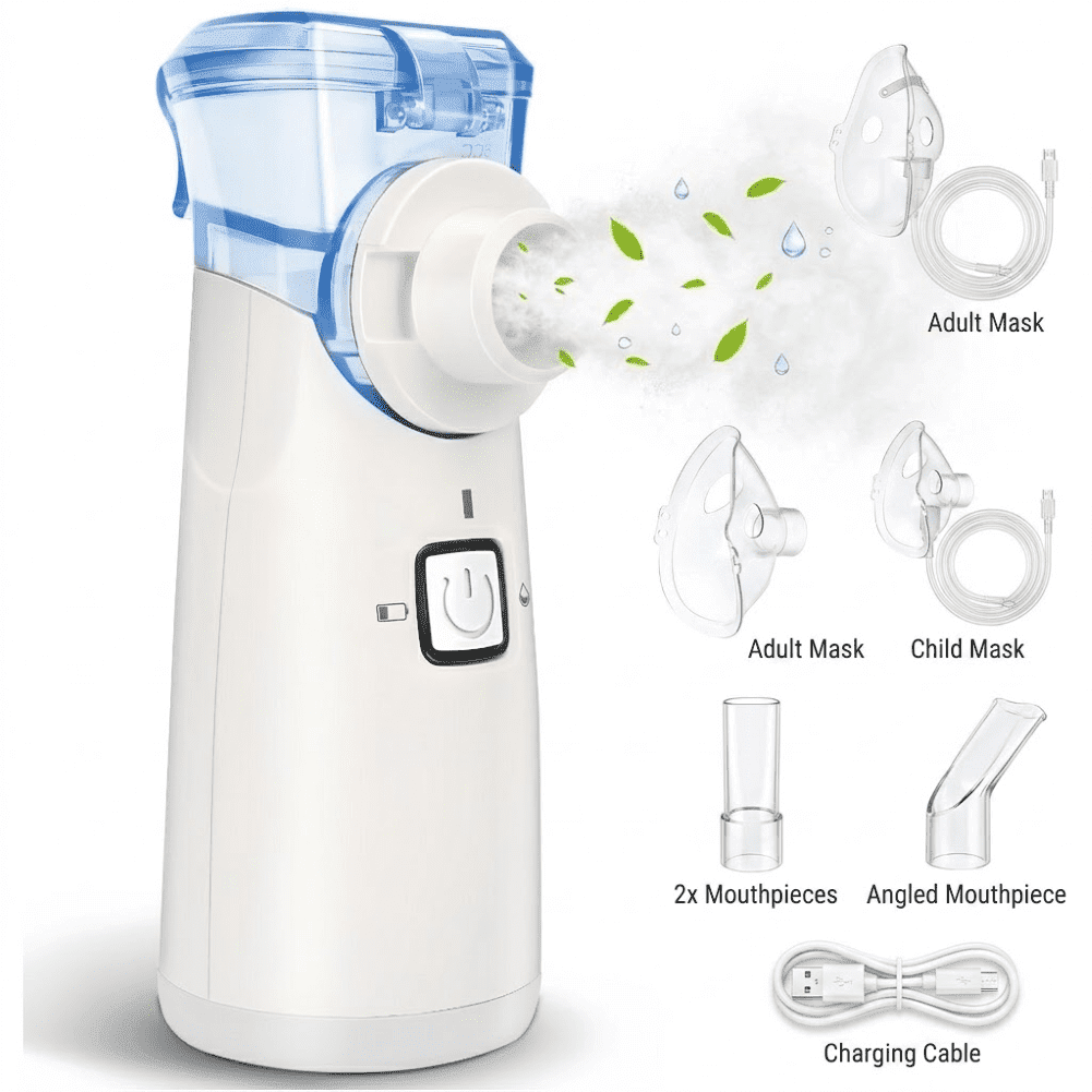 AJZIOJIRO Handheld Humidifier Portable Steam Inhaler for Home Travel Compressor Quiet Compact