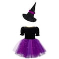 thumbnail image 5 of YEAHDOR Kids Girls Halloween Witch Costume Velvet Tutu Dress with Magic Hat Carnival Party Dress Up Purple&Rose Red 14, 5 of 6