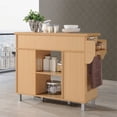 thumbnail image 3 of Hodedah Kitchen Island with Spice Rack plus Towel Holder in Beige Wood, 3 of 8