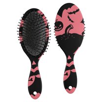 Halloween Pink Spooky Pumpkins and Bats Hair Brush,Girls Detangling Hair Brush,Glide Through Tangles with Ease for Wet & Dry Hair,8.8"X2.8"