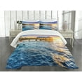 thumbnail image 3 of Ambesonne United States Quilted Bedspread Set 3 Pcs, Florida Beach, Queen Size, Pale Blue Yellow Green, 3 of 5