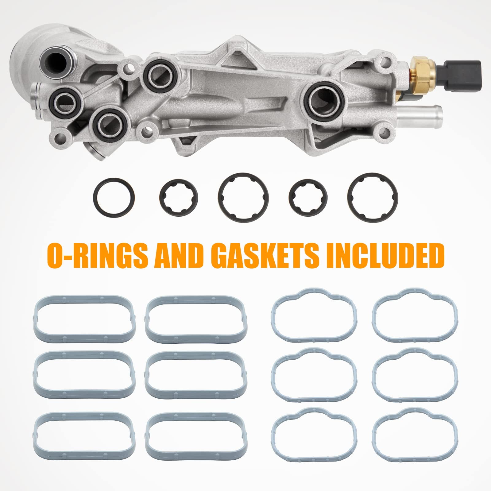 926-959 Aluminum Engine Oil Filter Housing with Oil Cooler Sensors and Gaskets for 2011-2016 Jeep Dodge Chrysler Ram 3.6L