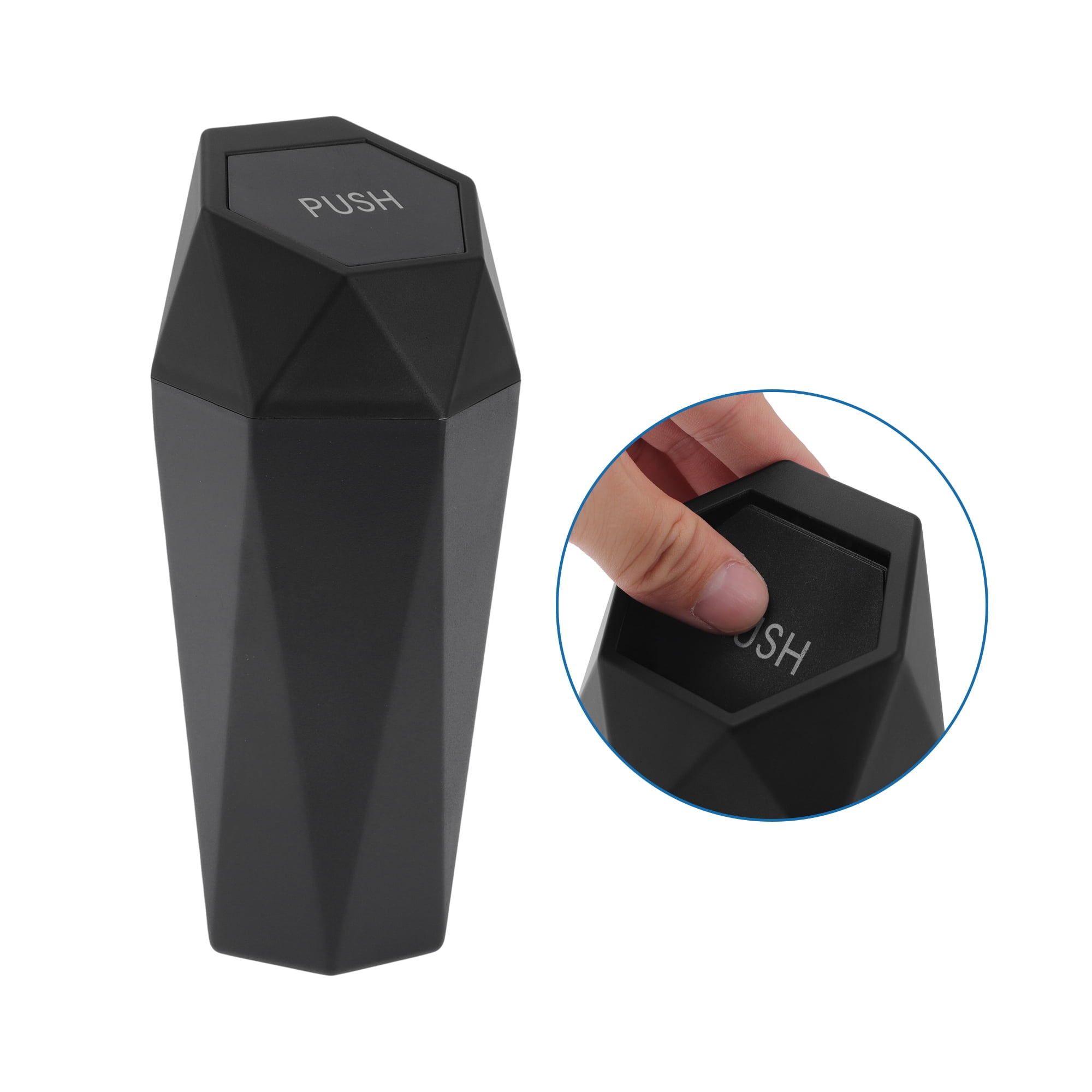 Unique Bargains Car Trash Can Portable 3.5x7.9in Trash Bin Plastic 1 Pcs Black