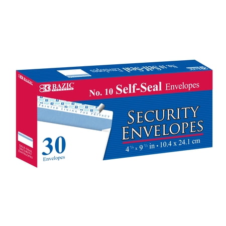 BAZIC Security Self Seal Envelope 4 1/8" x 9 1/2" #10 Tint Mailing Envelopes, 30-Count