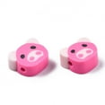 thumbnail image 3 of 100pc Handmade Polymer Clay Beads Pig Hot Pink 7.5~9.5x8.5~10.5x4mm Hole: 1.5mm, 3 of 3