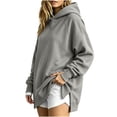 thumbnail image 5 of thefmos Women's Fall Winter Hooded Slit Pullover Tops Sweatshirts Loose Casual Hoodie Long Sleeve Tunic Blouses with Pocket Trendy Vacation Clothes, Gray L, 5 of 6