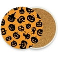 thumbnail image 2 of Coolnut Halloween Pumpkin Coasters for Drinks Set of 2, Absorbent Ceramic Drink Coaster with Cork Base for Wooden Coffee Table, Cool Housewarming Gift for Home Decor Gifts, 2 of 6