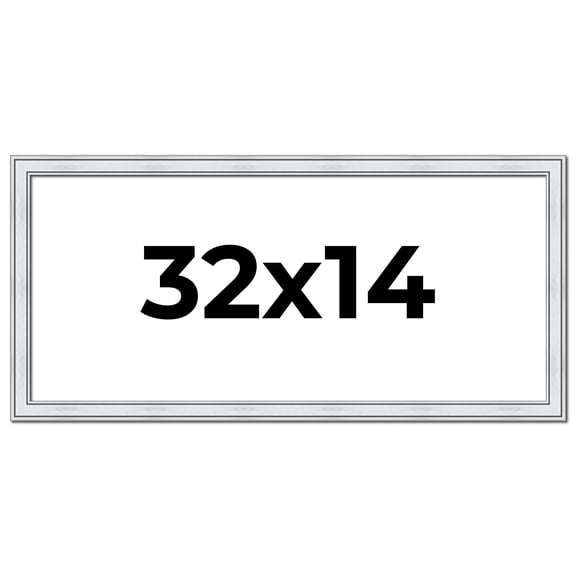 32x14 Frame Sterling Silver Solid Wood Picture Frame | 1.25 Inch Moulding Width | 0.75 Inch
