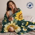 thumbnail image 5 of Throw Blanket for Couch Sunflower Daisy Soft Fleece Flannel Blankets Cozy Lightweight Blanket for Home Sofa Living Room Watercolor Flower Bed Throws 30" x 40", 5 of 9