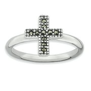 Sterling Silver Stackable Expressions Marcasite Cross Ring Size 5