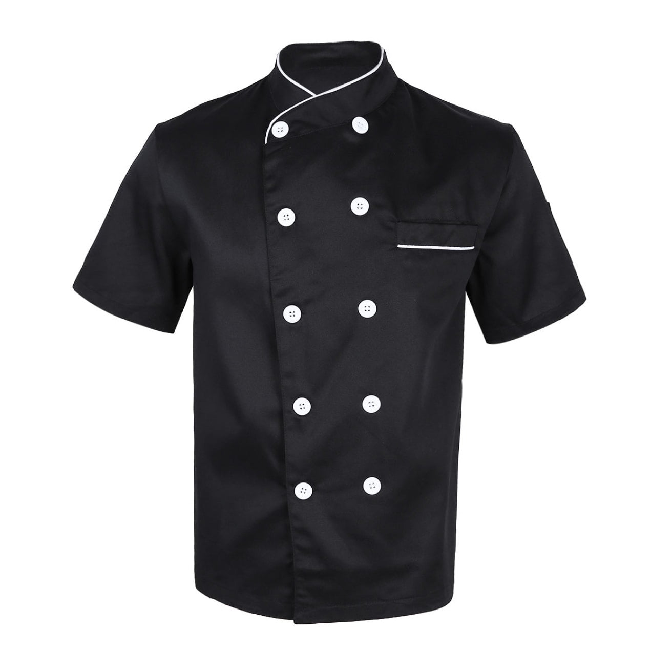 2pcs Men Women Chef Uniform Single Breasted Cook Jacket Coat Short Sleeves 