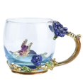 thumbnail image 1 of Taza de té moderna y bonita con flores, taza de café de cristal, inusual, única, pensativa, regalo de cumpleaños para mujeres, regalos para el día de la madre para sus amigas, 1 of 1