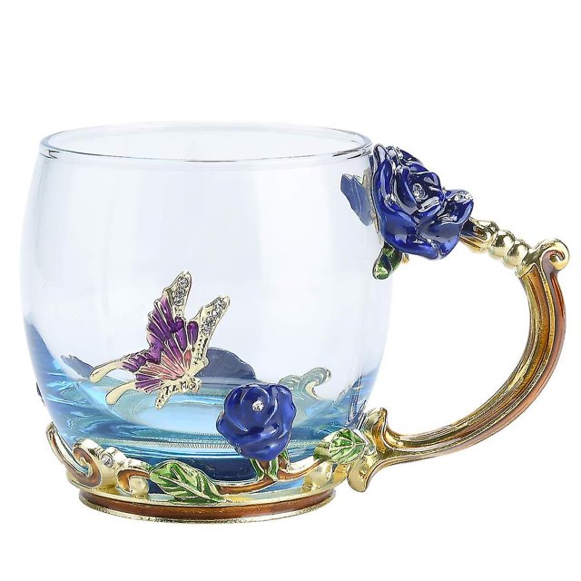 Taza de té moderna y bonita con flores, taza de café de cristal, inusual, única, pensativa, regalo de cumpleaños para mujeres, regalos para el día de la madre para sus amigas